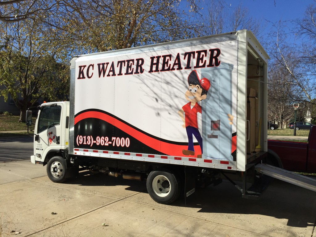 KC Water Heaters truck Water Heaters Installed by Licensed Plumber