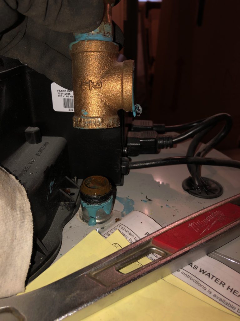 Brass nipple on water heater to support thermal expansion tank Water